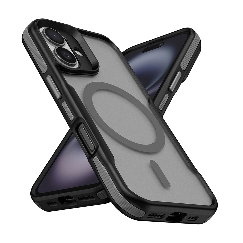 Apple iPhone 16 Plus Kılıf M-safe Şarj Özellikli Renkli Kenar Airbag Şeritli Zore Lamer Kapak Siyah