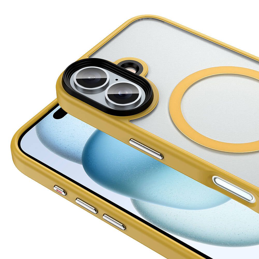 Apple iPhone 16 Plus Kılıf Mat Arka Yüzey Wireless Şarj Özellikli Zore Flet M-safe Kapak Desert Titanyum