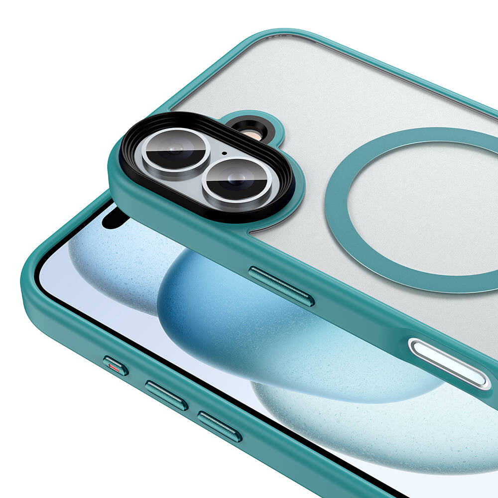 Apple iPhone 16 Plus Kılıf Mat Arka Yüzey Wireless Şarj Özellikli Zore Flet M-safe Kapak Gümüş