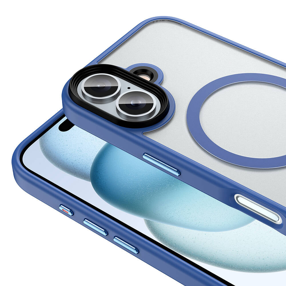 Apple iPhone 16 Plus Kılıf Mat Arka Yüzey Wireless Şarj Özellikli Zore Flet M-safe Kapak Siyah