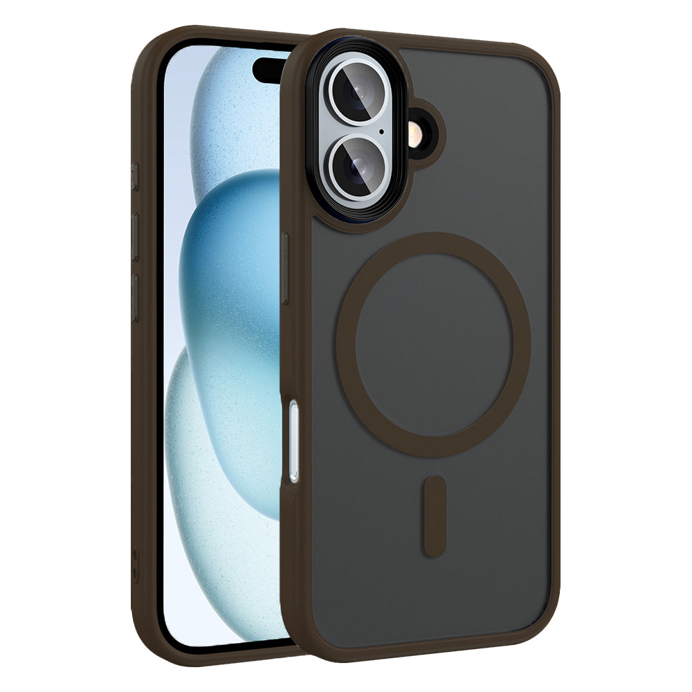 Apple iPhone 16 Plus Kılıf Mat Arka Yüzey Wireless Şarj Özellikli Zore Flet M-safe Kapak Rose Brown