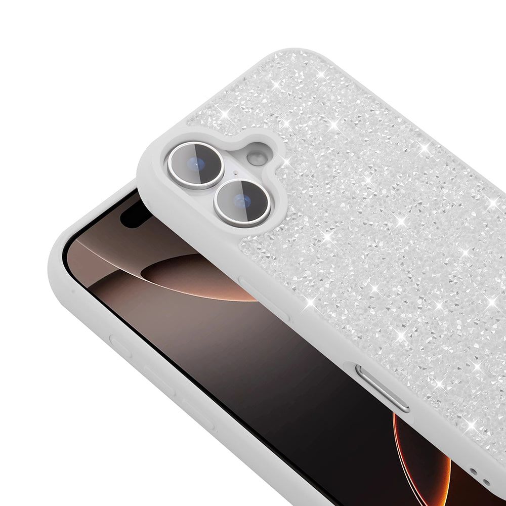 Apple iPhone 16 Plus Kılıf Parlak Taşlı Tasarım Zore Pırlanta Kapak Gri