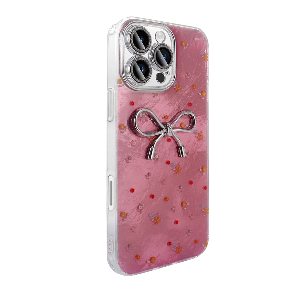 Apple iPhone 16 Pro Kılıf Kamera Korumalı Figürlü Zore Ponti Silikon Kapak Açık Pembe