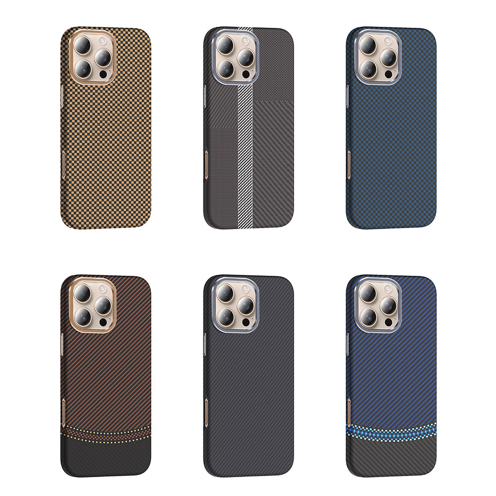 Apple iPhone 16 Pro Kılıf M-safe Şarj Özellikli Karbon Fiber Görünümlü Zore Gros Kapak Desert Titanyum