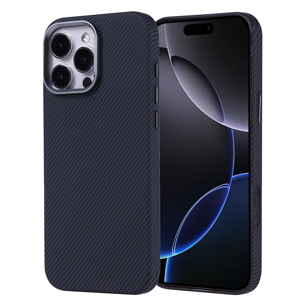Apple iPhone 16 Pro Kılıf M-safe Şarj Özellikli Karbon Fiber Görünümlü Zore Nekst Kapak