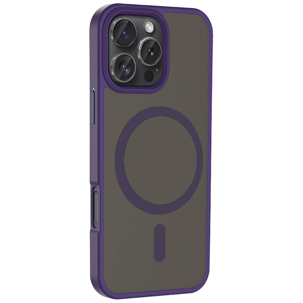 Apple iPhone 16 Pro Kılıf M-safe Şarj Özellikli Mat Arka Yüzey Zore Sio Kapak Lacivert