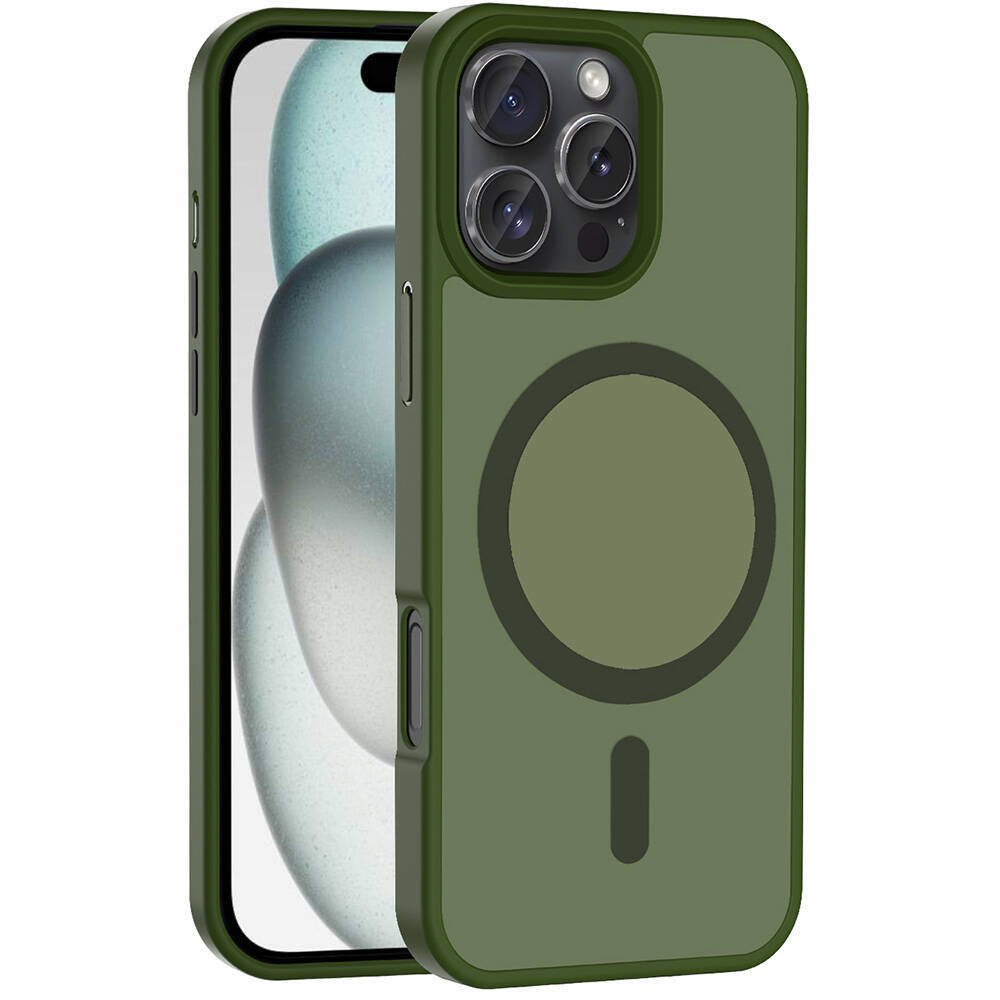 Apple iPhone 16 Pro Kılıf M-safe Şarj Özellikli Mat Arka Yüzey Zore Sio Kapak Rose Gold