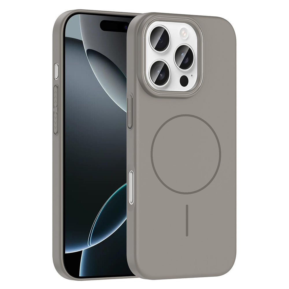 Apple iPhone 16 Pro Kılıf M-safe Şarj Özellikli Zore Ruby Sert Kapak Gri