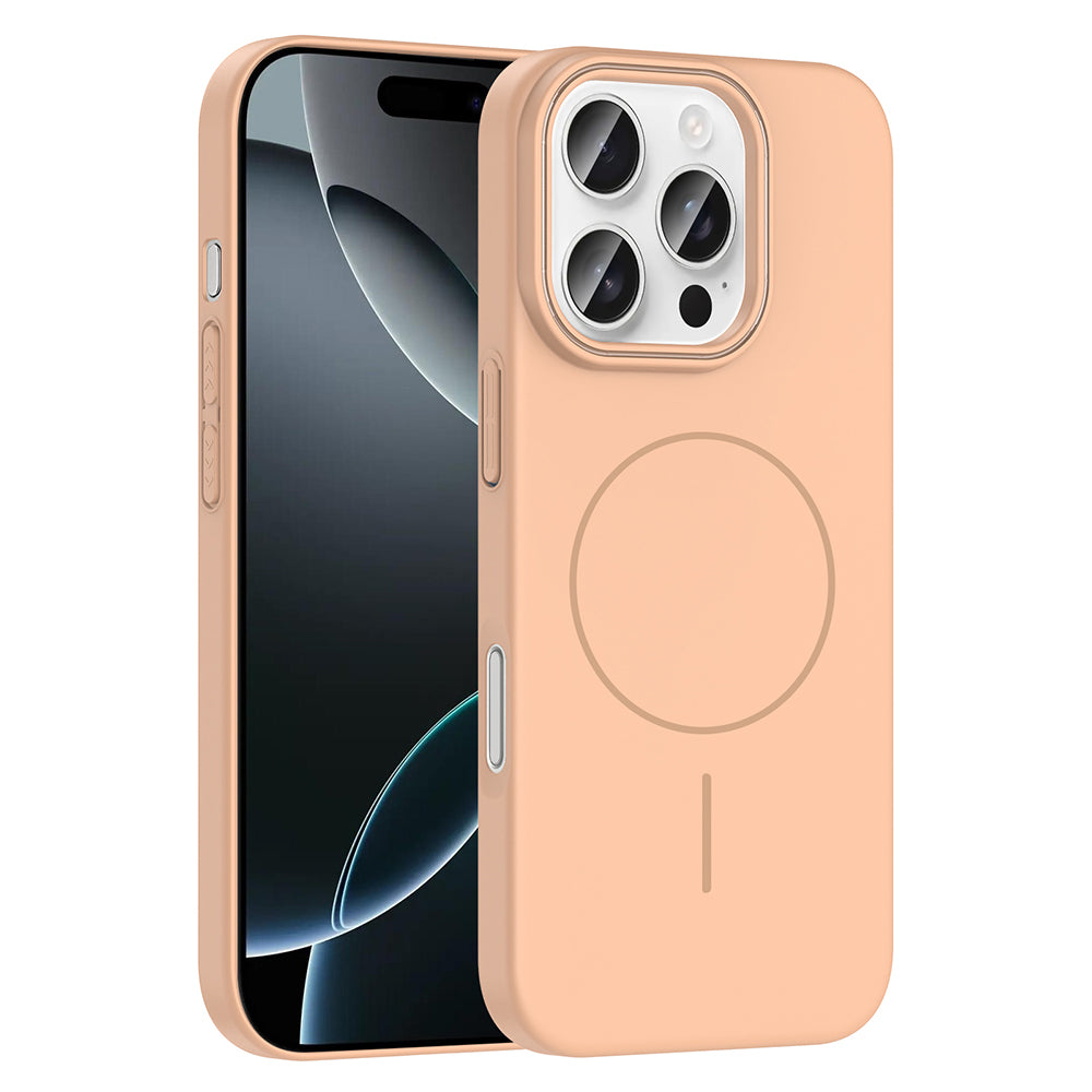 Apple iPhone 16 Pro Kılıf M-safe Şarj Özellikli Zore Ruby Sert Kapak Desert Titanyum