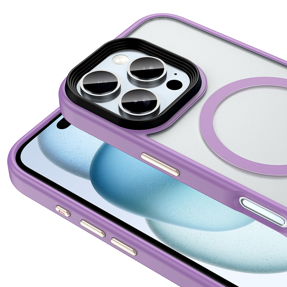 Apple iPhone 16 Pro Kılıf Mat Arka Yüzey Wireless Şarj Özellikli Zore Flet M-safe Kapak Siyah