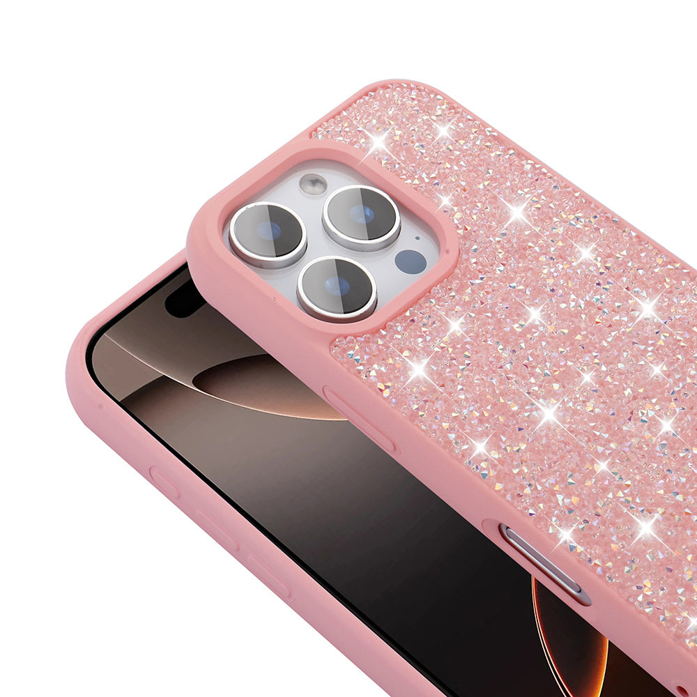 Apple iPhone 16 Pro Kılıf Parlak Taşlı Tasarım Zore Pırlanta Kapak Lila