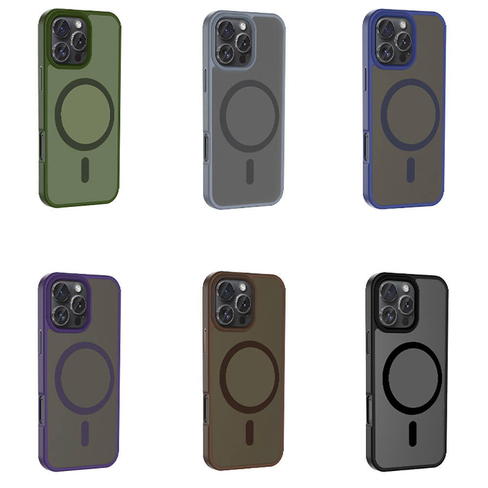 Apple iPhone 16 Pro Max Kılıf M-safe Şarj Özellikli Mat Arka Yüzey Zore Sio Kapak Mavi