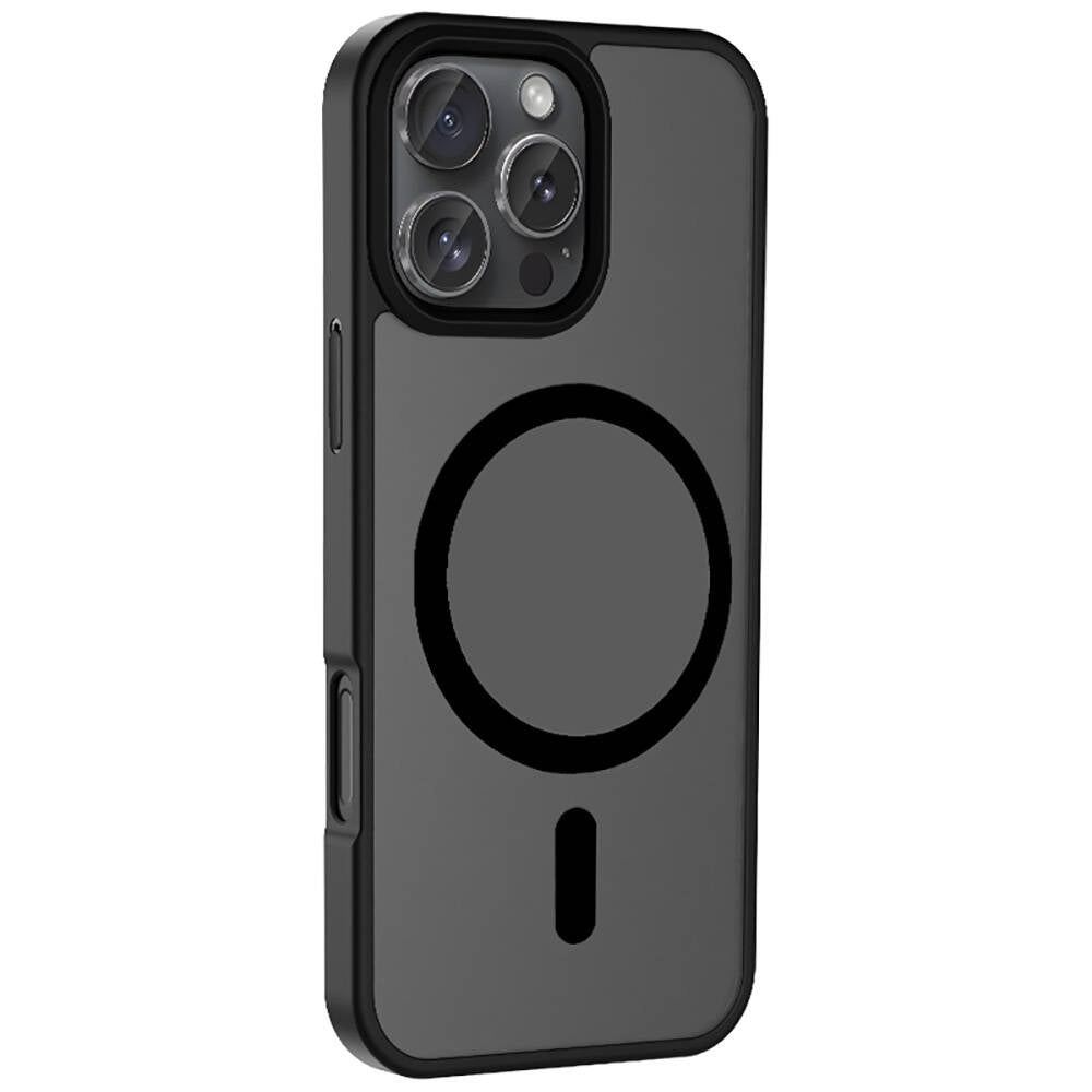 Apple iPhone 16 Pro Max Kılıf M-safe Şarj Özellikli Mat Arka Yüzey Zore Sio Kapak Siyah