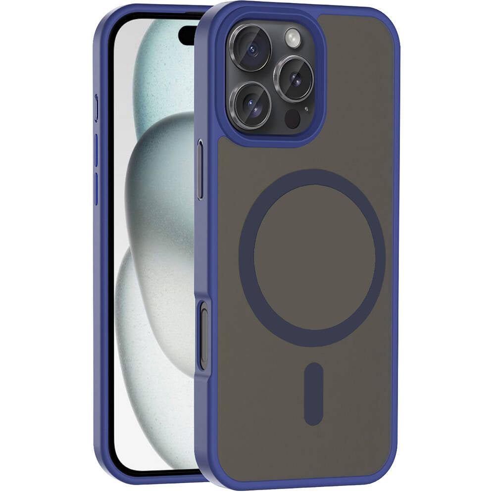 Apple iPhone 16 Pro Max Kılıf M-safe Şarj Özellikli Mat Arka Yüzey Zore Sio Kapak Lacivert