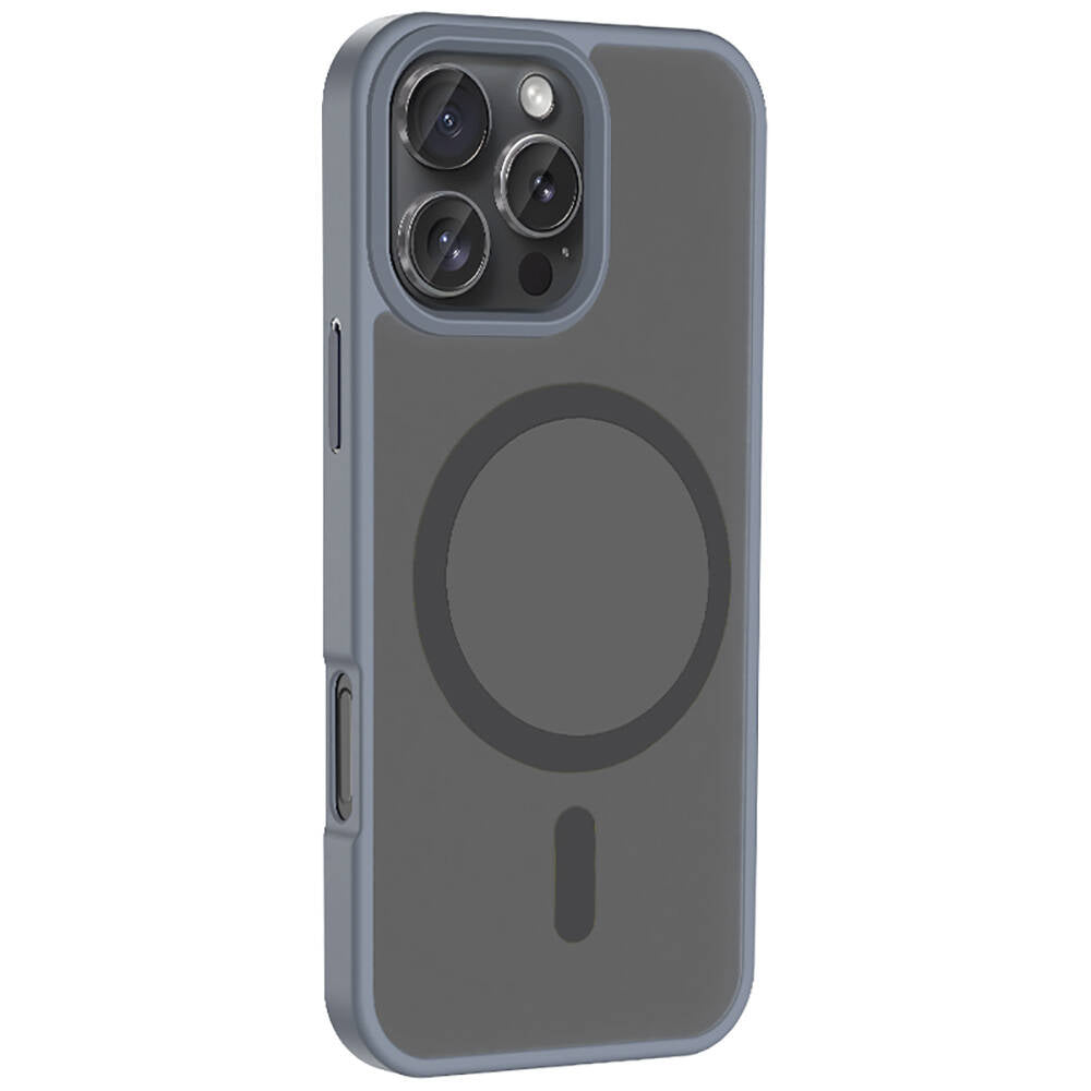 Apple iPhone 16 Pro Max Kılıf M-safe Şarj Özellikli Mat Arka Yüzey Zore Sio Kapak Mavi