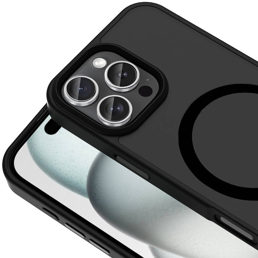 Apple iPhone 16 Pro Max Kılıf M-safe Şarj Özellikli Mat Arka Yüzey Zore Sio Kapak Siyah