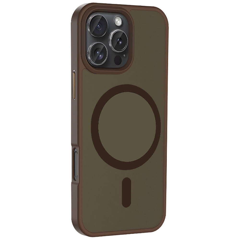 Apple iPhone 16 Pro Max Kılıf M-safe Şarj Özellikli Mat Arka Yüzey Zore Sio Kapak Rose Brown