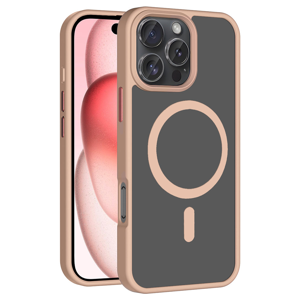Apple iPhone 16 Pro Max Kılıf M-safe Şarj Özellikli Mat Arka Yüzey Zore Sio Kapak Rose Gold
