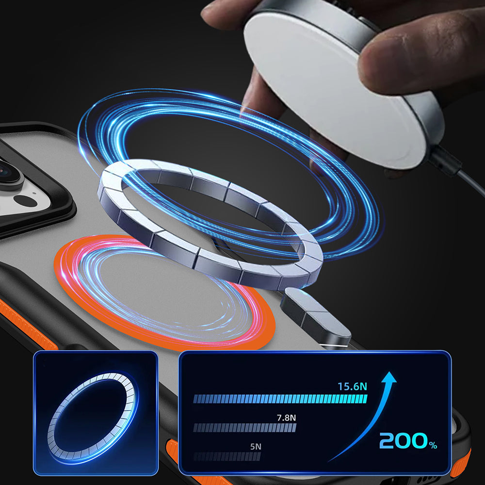 Apple iPhone 16 Pro Max Kılıf M-safe Şarj Özellikli Renkli Kenar Airbag Şeritli Zore Lamer Kapak Siyah