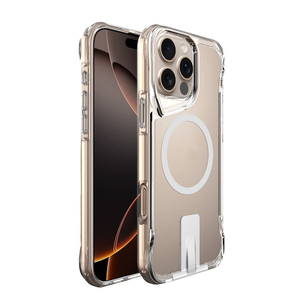 Apple iPhone 16 Pro Max Kılıf M-safe Şarj Özellikli Zore T-Max Standlı Kapak Şeffaf