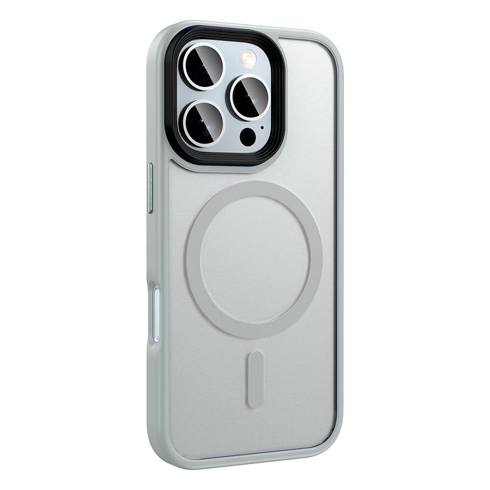 Apple iPhone 16 Pro Max Kılıf Mat Arka Yüzey Wireless Şarj Özellikli Zore Flet M-safe Kapak Pembe