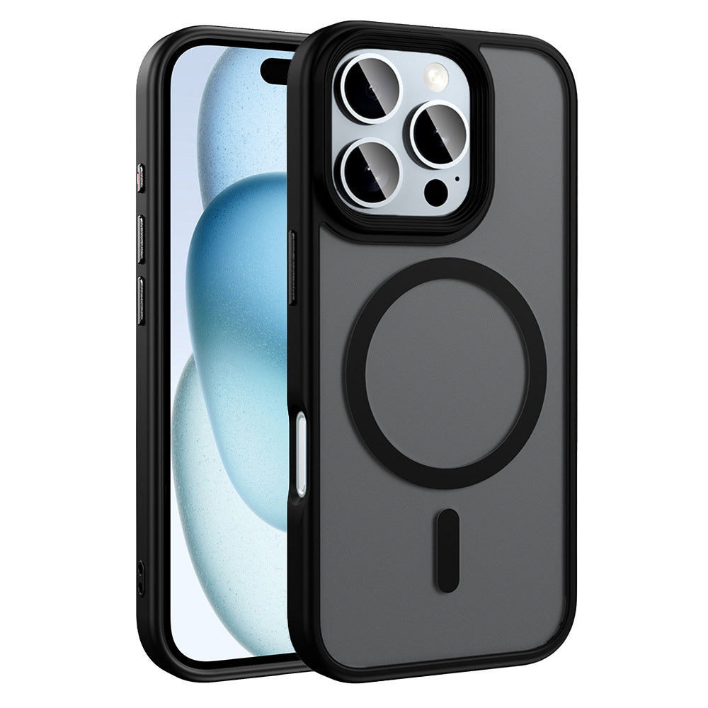Apple iPhone 16 Pro Max Kılıf Mat Arka Yüzey Wireless Şarj Özellikli Zore Flet M-safe Kapak Rose Brown