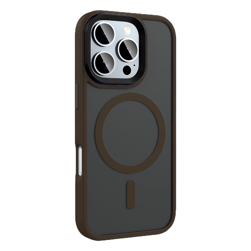 Apple iPhone 16 Pro Max Kılıf Mat Arka Yüzey Wireless Şarj Özellikli Zore Flet M-safe Kapak Siyah