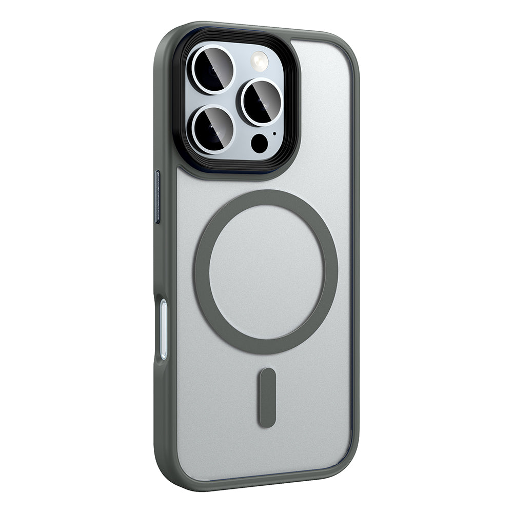 Apple iPhone 16 Pro Max Kılıf Mat Arka Yüzey Wireless Şarj Özellikli Zore Flet M-safe Kapak Mavi