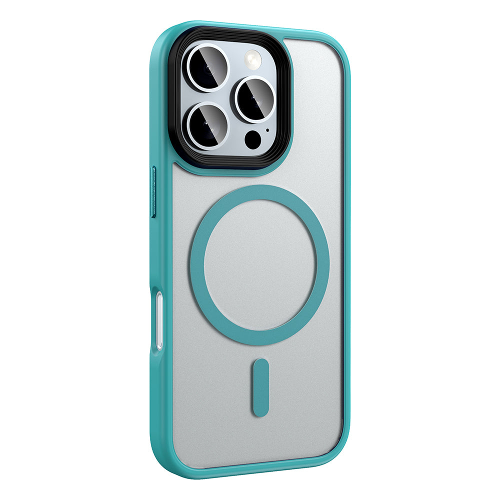 Apple iPhone 16 Pro Max Kılıf Mat Arka Yüzey Wireless Şarj Özellikli Zore Flet M-safe Kapak Pembe