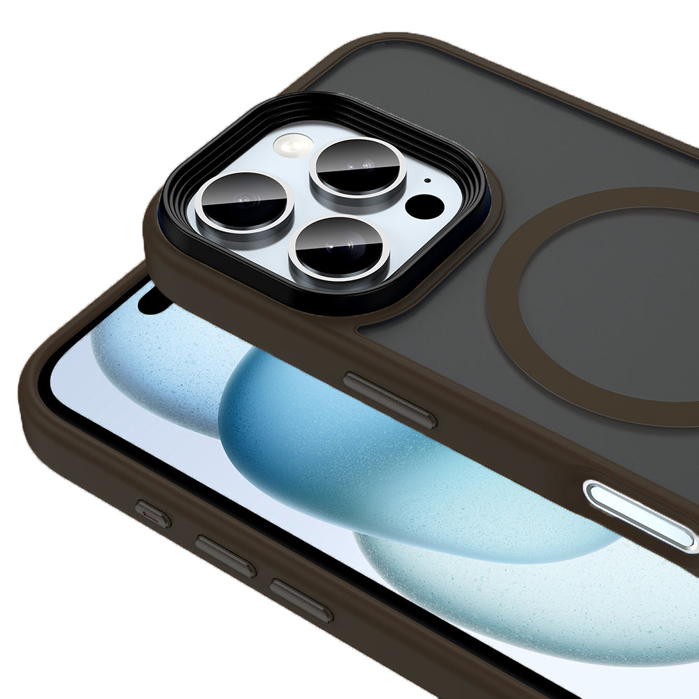 Apple iPhone 16 Pro Max Kılıf Mat Arka Yüzey Wireless Şarj Özellikli Zore Flet M-safe Kapak Yeşil