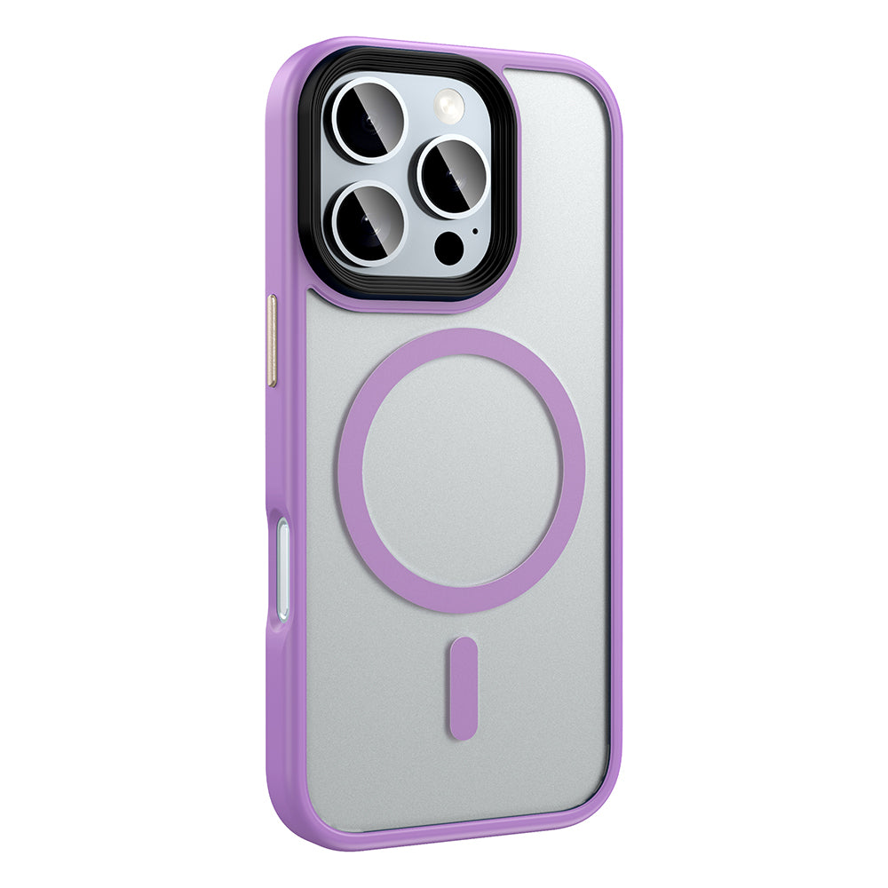 Apple iPhone 16 Pro Max Kılıf Mat Arka Yüzey Wireless Şarj Özellikli Zore Flet M-safe Kapak Desert Titanyum