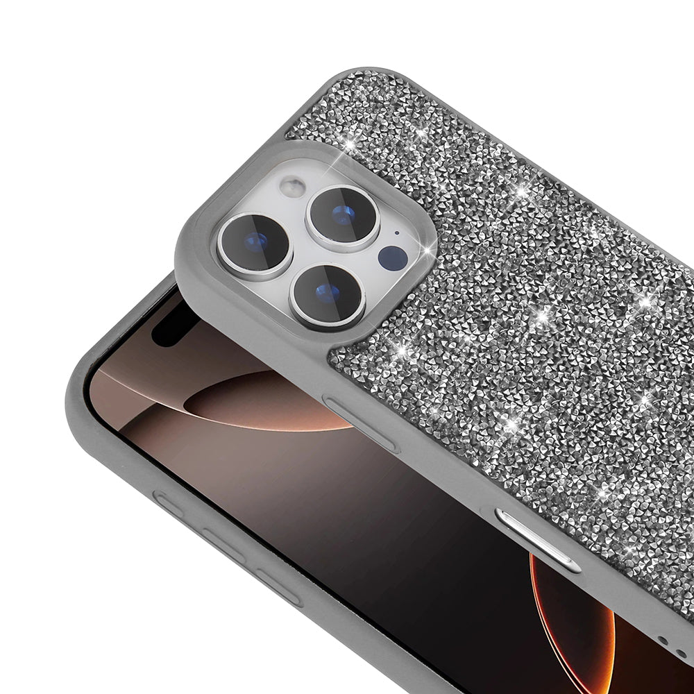 Apple iPhone 16 Pro Max Kılıf Parlak Taşlı Tasarım Zore Pırlanta Kapak Pembe