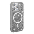 Apple iPhone 16 Pro Max Kılıf Pırlanta Tasarımlı M-safe Şarj Özellikli Zore Mozaik Silikon Kapak Titanyum-Gri