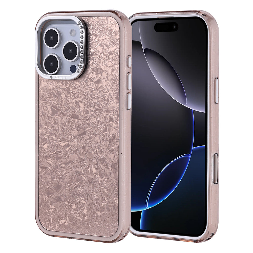 Apple iPhone 16 Pro Max Kılıf Taşlı Tasarımlı Zore Kapi Kapak Gold