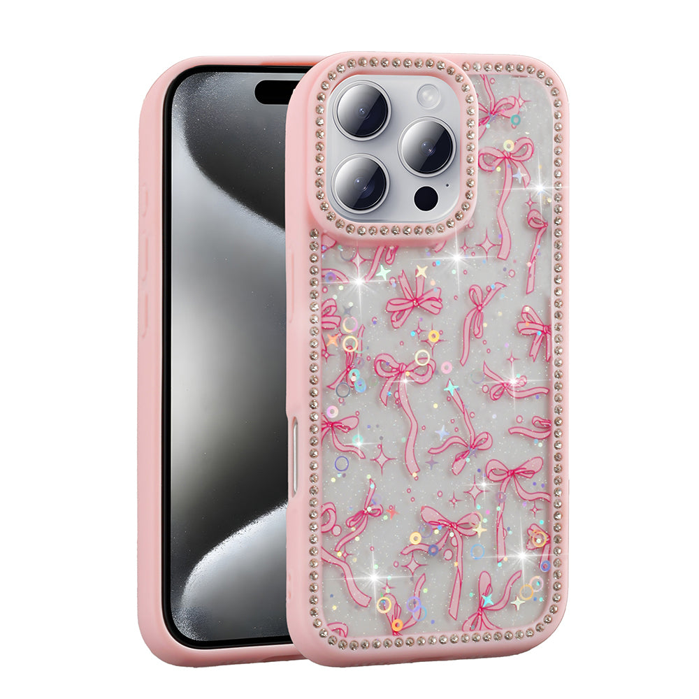 Apple iPhone 16 Pro Max Kılıf Taşlı ve Simli Tasarım Zore Azra Kapak