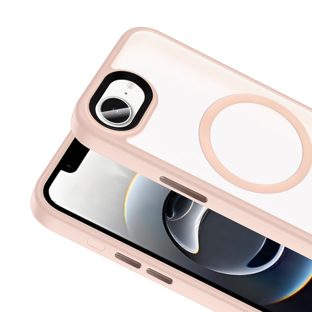 Apple iPhone 16E Kılıf Mat Arka Yüzey Wireless Şarj Özellikli Zore Flet M-safe Kapak Lacivert