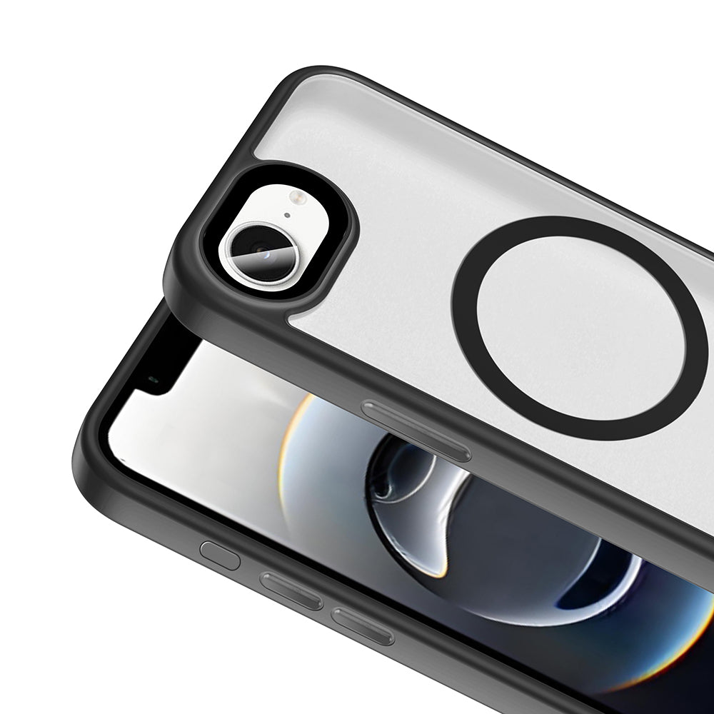 Apple iPhone 16E Kılıf Mat Arka Yüzey Wireless Şarj Özellikli Zore Flet M-safe Kapak Lacivert