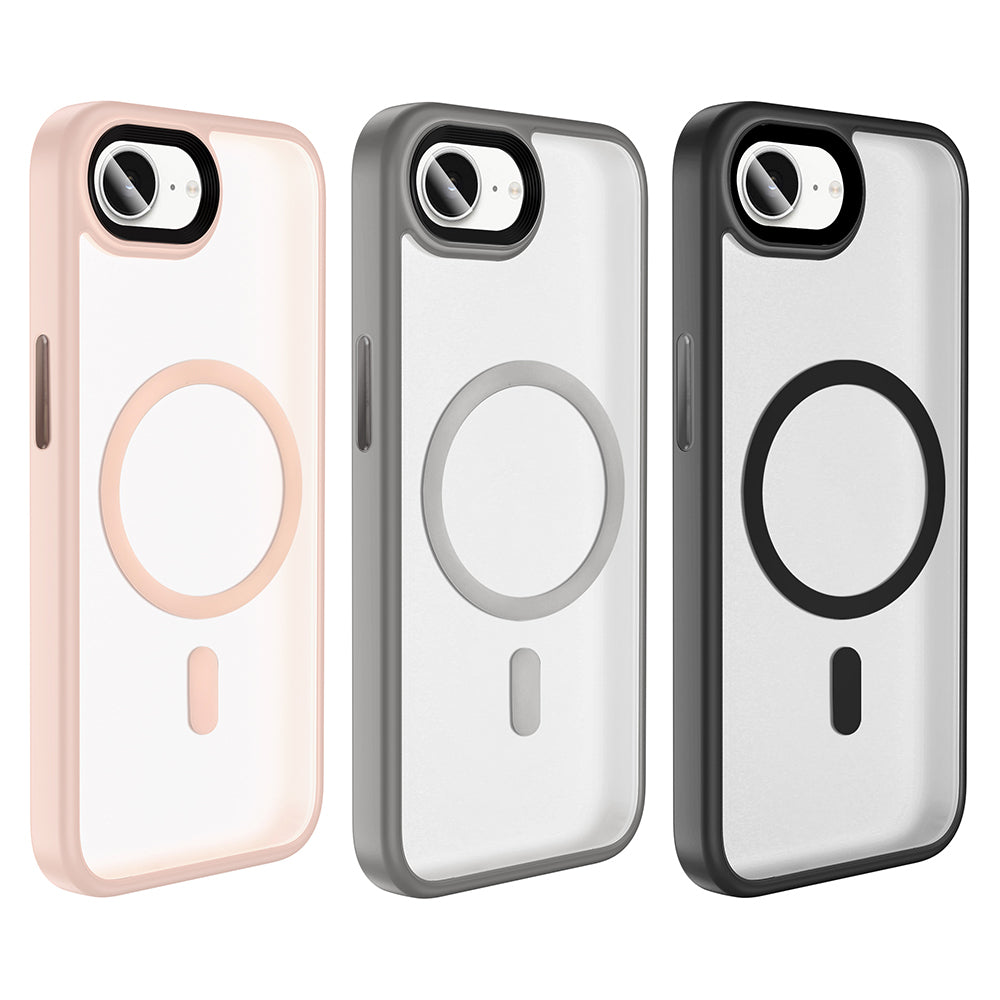 Apple iPhone 16E Kılıf Mat Arka Yüzey Wireless Şarj Özellikli Zore Flet M-safe Kapak Lacivert