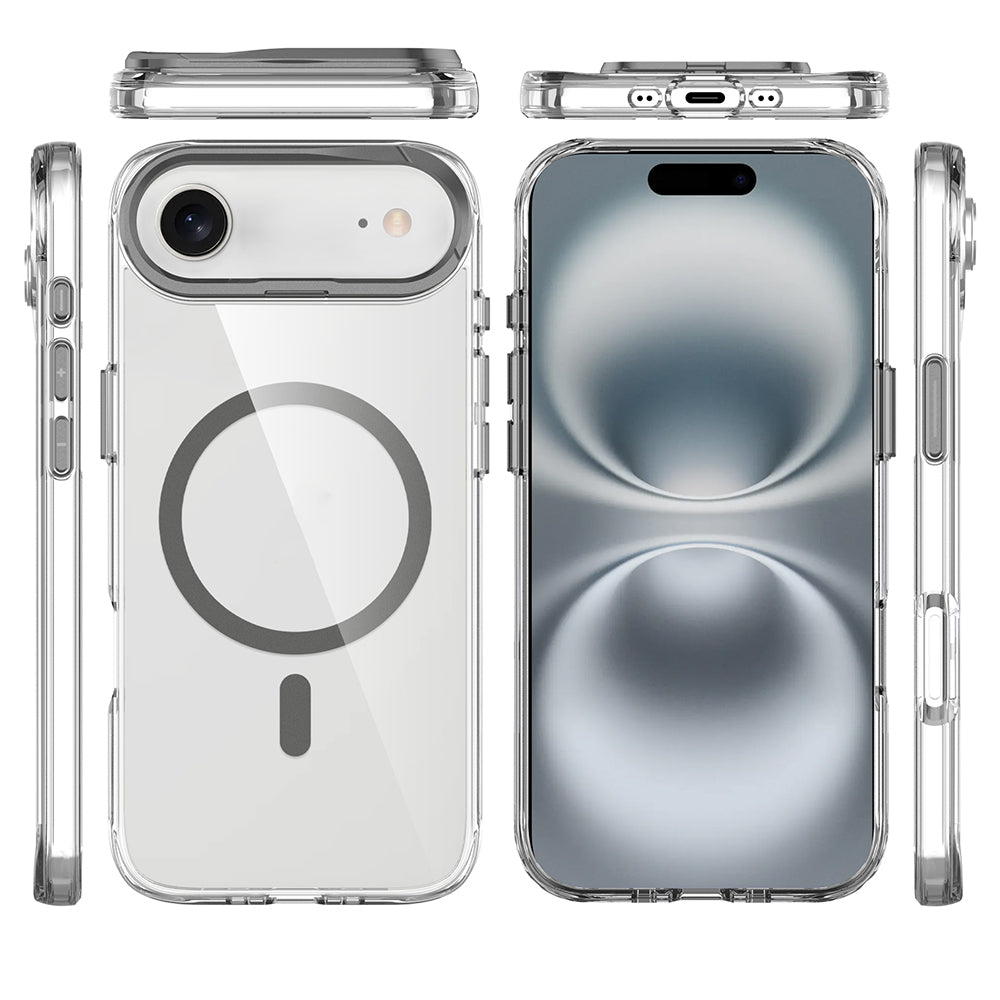 Apple iPhone 17 Air Kılıf M-safe Şarj Özellikli Airbagli Kamera Standlı Zore Azor Kapak
