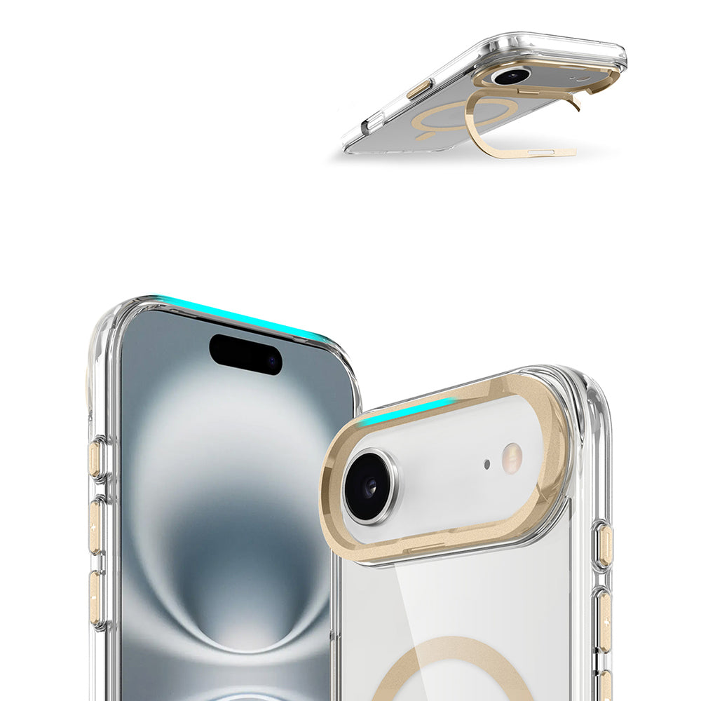 Apple iPhone 17 Air Kılıf M-safe Şarj Özellikli Airbagli Kamera Standlı Zore Azor Kapak