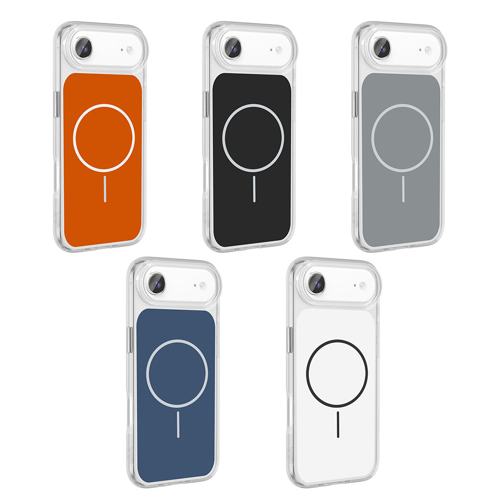 Apple iPhone 17 Air Kılıf M-Safe Şarj Özellikli Metal Buton Tasarımlı Zore İkonik Sert Silikon Kapak Beyaz