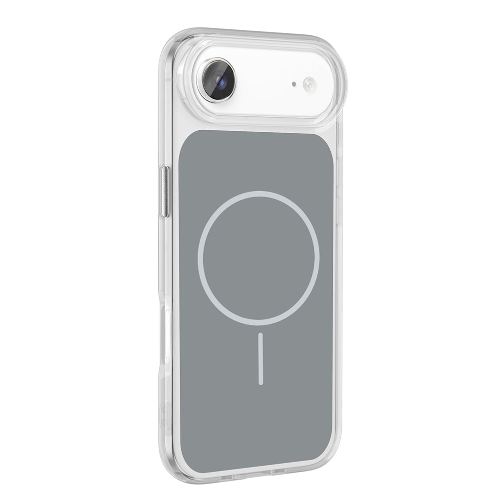 Apple iPhone 17 Air Kılıf M-Safe Şarj Özellikli Metal Buton Tasarımlı Zore İkonik Sert Silikon Kapak Siyah