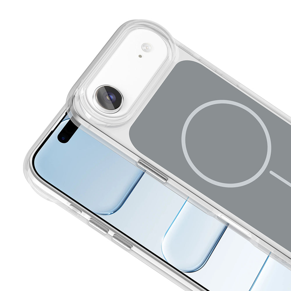 Apple iPhone 17 Air Kılıf M-Safe Şarj Özellikli Metal Buton Tasarımlı Zore İkonik Sert Silikon Kapak Turuncu