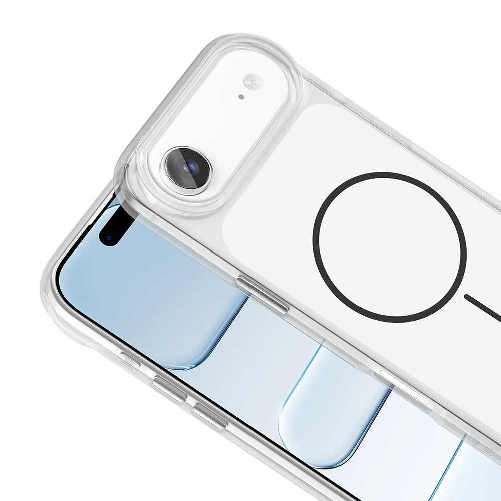 Apple iPhone 17 Air Kılıf M-Safe Şarj Özellikli Metal Buton Tasarımlı Zore İkonik Sert Silikon Kapak Siyah