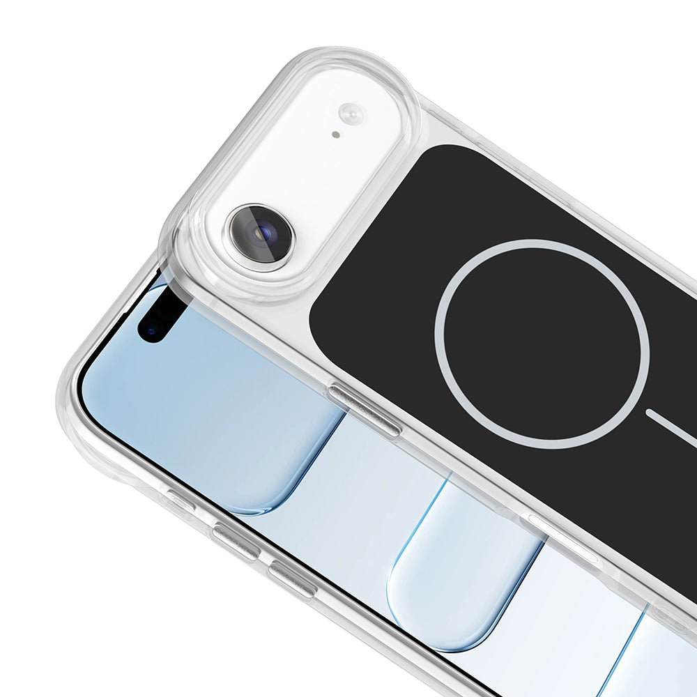 Apple iPhone 17 Air Kılıf M-Safe Şarj Özellikli Metal Buton Tasarımlı Zore İkonik Sert Silikon Kapak Siyah