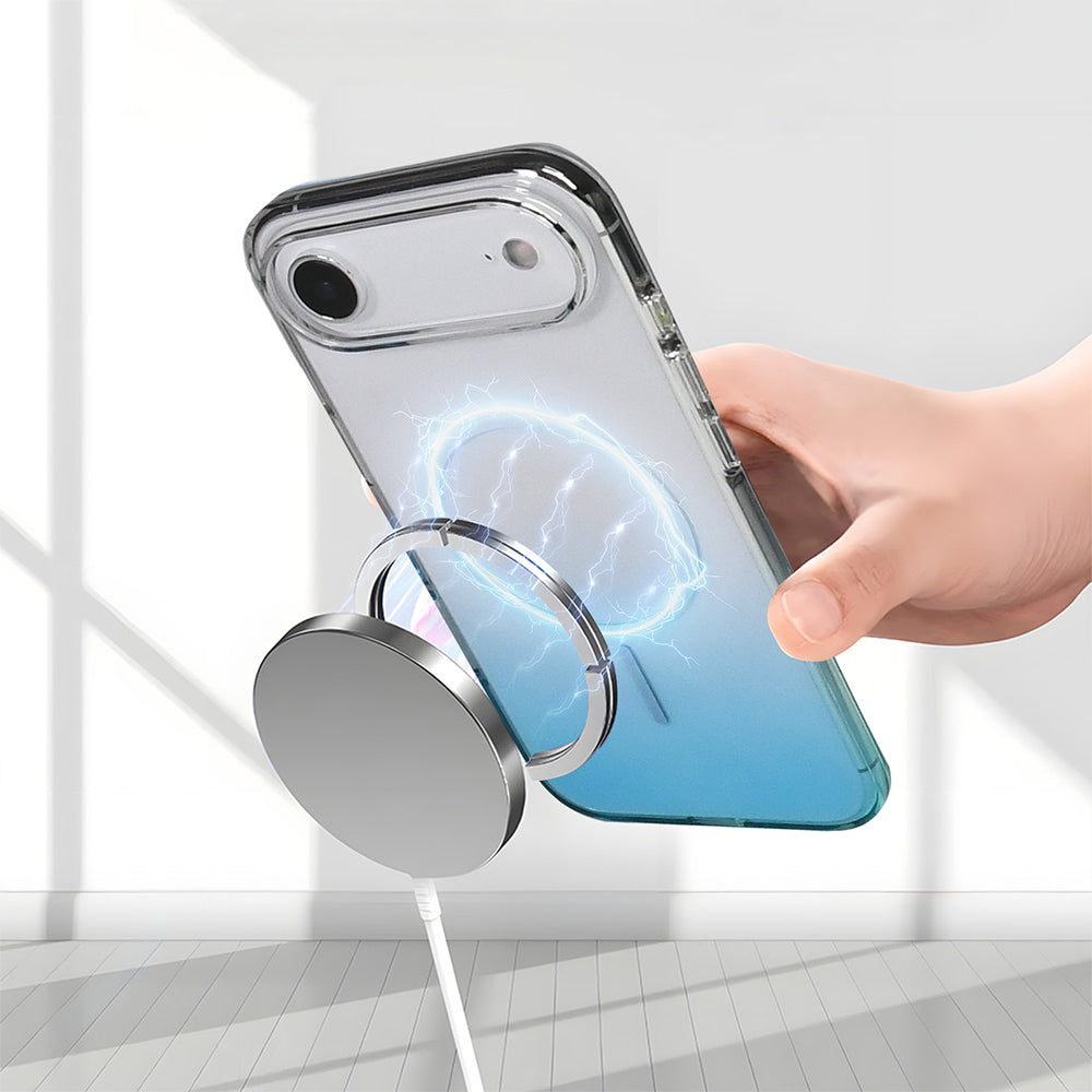 Apple iPhone 17 Air Kılıf M-Safe Şarj Özellikli Zore Septik Silikon Kapak Turuncu