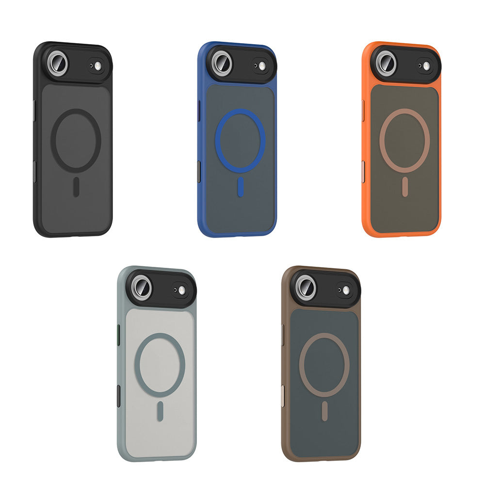 Apple iPhone 17 Air Kılıf Mat Arka Yüzey Wireless Şarj Özellikli Zore Flet M-safe Kapak Turuncu