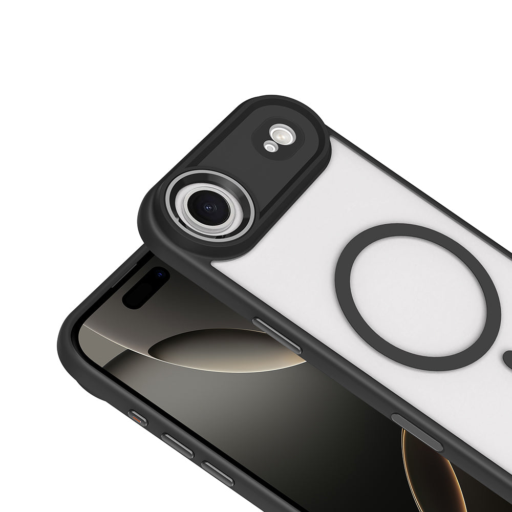 Apple iPhone 17 Air Kılıf Wireless Şarj Özellikli Zore Krom M-safe Silikon Kapak Desert Gold