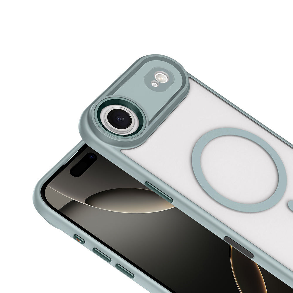 Apple iPhone 17 Air Kılıf Wireless Şarj Özellikli Zore Krom M-safe Silikon Kapak Lacivert