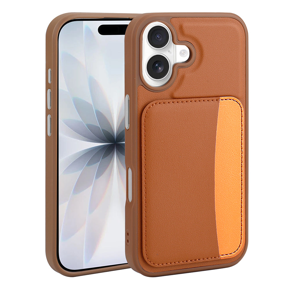 Apple iPhone 17 Kılıf Kartlıklı Zore X-Kart Silikon Kapak Kahverengi